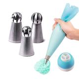 Kit 7 Bicos Confeiteiro Russo Esférico Adaptador Triplo Saco Silicone - Mundo thata