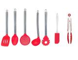 Kit 7 Pçs S Utensílios Silicone Com Pegador De Salada - Clink