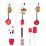 Kit 7 Peças Silicone Chef Vermelho Colher Concha Escumadeira - Art house