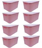 Kit 8 Caixas Organizadora Rattan 7 Litros C/ Tampa Baby Rosa - M. libano