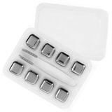 Kit 8 Cubos De Gelo Aço Inox Metal Com Pegador Whisky Drinks - Atmx