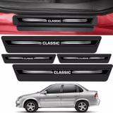 Kit 8 Peças Adesivo Soleira Porta Corsa Classic Todos- Preto - Emblematech