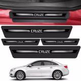 Kit 8 Peças Adesivo Soleira Porta Cruze Hatch Sedan - Preto - Emblematech
