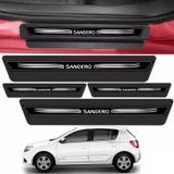Kit 8 Peças Adesivo Soleira Porta Sandero 2008 A 2018- Preto - Emblematech
