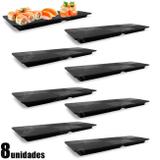 Kit 8 Pratos Retangular 33x11 Cm em Melamina / Plastico para Sushi Utilgoods