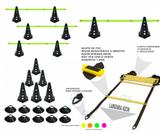 Kit 9 - 10 Cones Furados C/ Barreira + 10 Pratos + Escada Agilidade - Ana bely