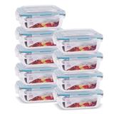 Kit 9 Potes Vidro Hermético Retangular 370ml Papinha Pequeno - Casa linda