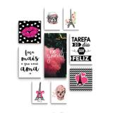 Kit 9 quadros Decorativas Be Yourself tons em rosas - Rcs decorações