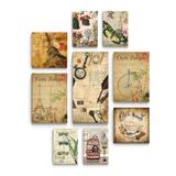 Kit 9 quadros Decorativas Vintage antigo - Rcs decorações