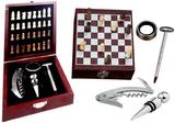 Kit Abridor Vinho Saca Rolha Inox Tampa Maleta Jogo Xadrez - Unica
