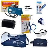 Kit Acadêmico de enfermagem com Medidor de Pressão Aneróide e Estetoscópio Rappaport Premium Azul