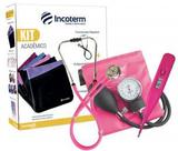 Kit Acadêmico Estetoscópio E Esfigmomanômetro Incoterm Rosa Pink