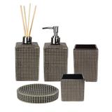 Kit Acessorio Banheiro P Sabonete Escova Algodão Difusor 5pc - Ana maria