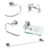 Kit Acessórios Para Banheiro 5 Peças Cromado Athena Meber