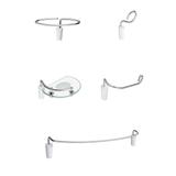 Kit Acessórios Para Banheiro 5 Peças Cromado E Branco Meber
