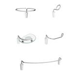 Kit Acessórios Para Banheiro 5 Peças Cromado E Branco Meber