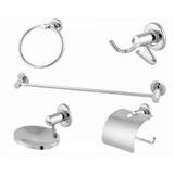 Kit Acessórios Para Banheiro 5 Peças Inox Cromado - Império