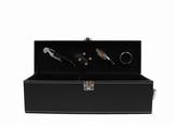 Kit Acessorios Vinho Saca Rolhas 4 Peças Maleta Luxo Preta - Horizonte