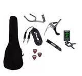 Kit Acessórios Violão Capa Afinador Capo Cabo Correia Suporte Palhetas - King musical