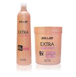 Kit Água Oxigenada OX 40V 900ml + Pó descolorante capilar Azul 500gr Salles Profissional