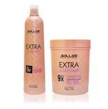 Kit Água Oxigenada OX 6V 900ml + Pó descolorante capilar Azul 500gr Salles Profissional