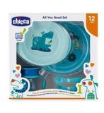 Kit Alimentação 12m+ Pratos Talheres Copo Menino Chicco 2012