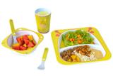 Kit Alimentação Infantil 5 Peças Girafinha Malum Unik Toys Livre de BPA Ideal Para Escola Viagens