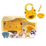 kit alimentação infantil em silicone colher + babador + tigela girafa - Marcus Marcus
