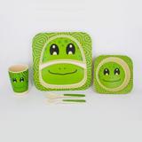 Kit Alimentação Infantil Sapinho Verde em Fibra De Bambu 5 Pçs - Bamboo fibre kids set