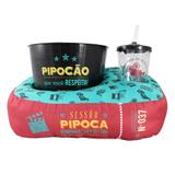 Kit Almofada Porta Pipoca Copos Individual Sessao Pipoca - Zona criativa