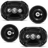Kit Alto Falantes Bravox Linha Black 6x9 e 6" 380W RMS 4 Ohms Bobina Simples Quadriaxial Triaxial