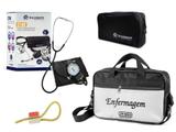 Kit Aparelho de Pressão com Estetoscópio Clinico Duplo Preto Incoterm + Bolsa JRMED + Garrote JRMED