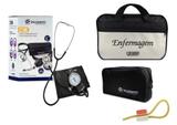 Kit Aparelho de Pressão com Estetoscópio Clinico Duplo Preto Incoterm + Bolsa JRMED + Garrote JRMED