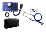 Kit Aparelho De Pressão Com Estetoscópio Rappaport Completo - Azul - Premium