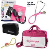 Kit Aparelho De Pressão com Estetoscópio Rappaport Incoterm com Bolsa - Pink