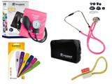 Kit Aparelho De Pressão com Estetoscópio Rappaport Pink Incoterm + Termômetro Digital + Garrote Exclusivo JRMED