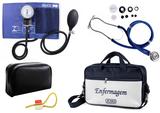 Kit Aparelho de Pressão com Estetoscópio Rappaport Premium Azul + Bolsa JRMED + Garrote Exclusivo JRMED
