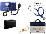 Kit Aparelho de Pressão com Estetoscópio Rappaport Premium Azul + Bolsa JRMED + Garrote Exclusivo JRMED