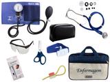 Kit Aparelho De Pressão com Estetoscópio Rappaport Premium Completo - Azul