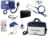 Kit Aparelho De Pressão com Estetoscópio Rappaport Premium Completo - Azul