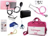 Kit Aparelho De Pressão com Estetoscópio Rappaport Premium Completo - Rosa