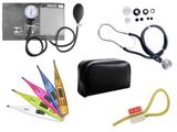 Kit Aparelho de Pressão com Estetoscópio Rappaport Premium Grafite + Termômetro Digital + Garrote Exclusivo JRMED
