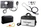 Kit Aparelho de Pressão com Estetoscópio Rappaport Premium Preto + Bolsa JRMED + Garrote Exclusivo JRMED