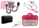 Kit Aparelho de Pressão com Estetoscópio Rappaport Premium Rosa + Bolsa JRMED + Garrote Exclusivo JRMED