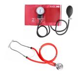Kit Aparelho de Pressão Esfigmomanômetro + Esteto Rappaport Premium - Vermelho