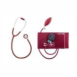 Kit Aparelho Pressão Esfigmomanômetro Nylon Fecho Contato + Estetoscópio Duplo Alumínio BIC - Vinho