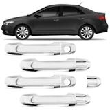 Kit Apliques Cromados Maçaneta Kia Soul 2011 a 2015 Cerato 2009 a 2015 4 Portas Encaixe Sob Medida - Shekparts