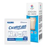 Kit Atadura Crepe Ever Care 12cm + Compressa Não Aderente Cicatrisan 10 Unidades
