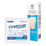 Kit Atadura Crepe Ever Care 15cm + Compressa Não Aderente Cicatrisan 10 Unidades