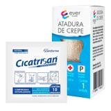 Kit Atadura Crepe Ever Care 8cm + Compressa Não Aderente Cicatrisan 10 Unidades